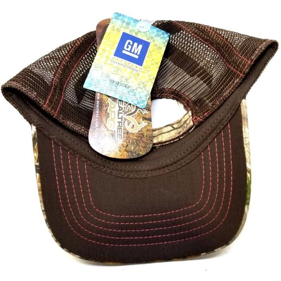 Realtree APG Camo Trucker Hat Cap w/ Pink Chevrolet Logo & Brown Mesh NOS NEW - Picture 5 of 7